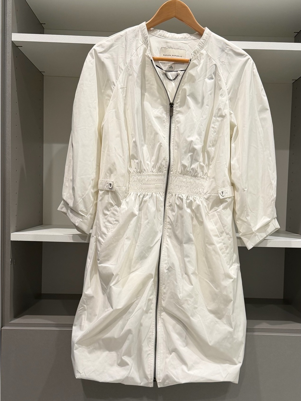 Banana Republic White Zip-Front Trench Coat